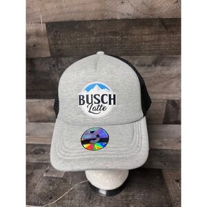 Three In Busch Latte Trucker Hat Gray Black Mesh Snapback Baseball Cap